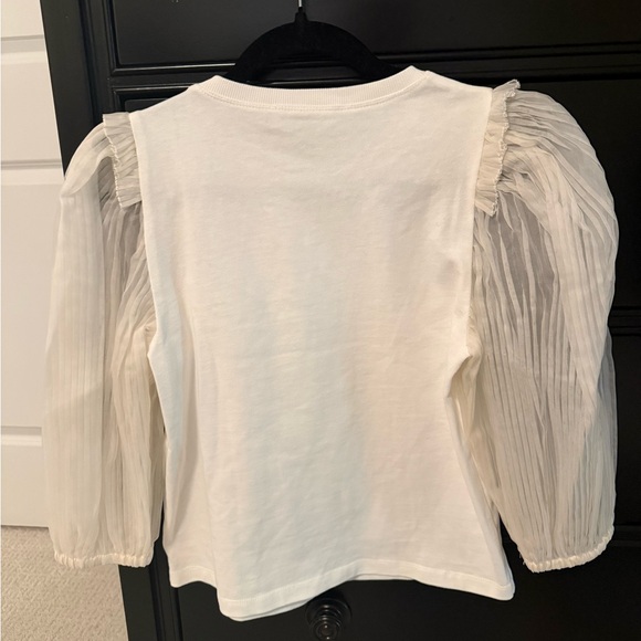 Sea New York White Blouse with Sheer Sleeves - Picture 3 of 6